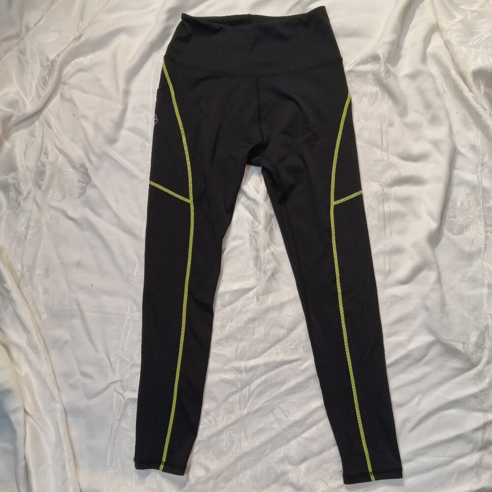 Blooming Jelly Women Black Neon Leggings Pants XS Stretch Spandex Yoga